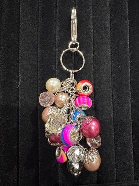 Multicolor Bead Cluster Keychain Charm